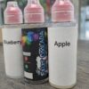 DNA Eliquids shortfills mocked up in plain white packaging labelled Blueberry and Apple